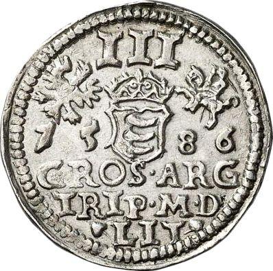 Rewers monety - Trojak 1586 "Litwa" - cena srebrnej monety - Polska, Stefan Batory