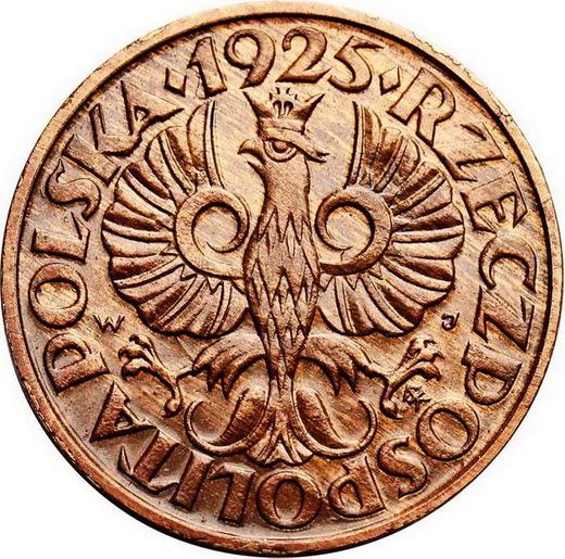 Аверс монеты - Пробные 2 гроша 1925 года WJ "Посещение монетного двора президентом" Надпись "27 / X 26" - цена  монеты - Польша, II Республика