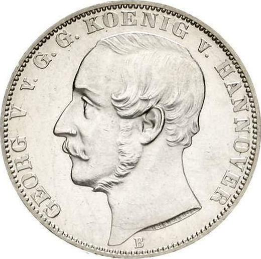 Аверс монеты - Талер 1865 года B - цена серебряной монеты - Ганновер, Георг V