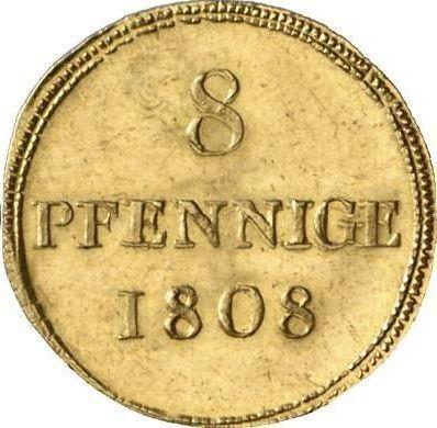 Реверс монеты - 8 пфеннигов 1808 года H Золото - цена золотой монеты - Саксония-Альбертина, Фридрих Август I