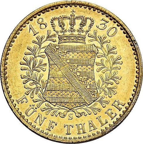 Reverso 5 táleros 1830 S - valor de la moneda de oro - Sajonia, Antonio
