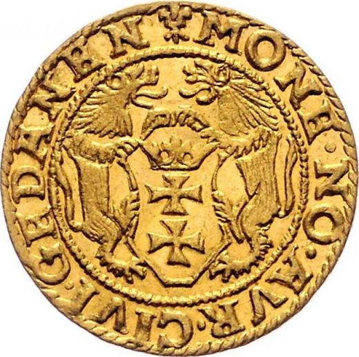 Реверс монеты - Дукат 1554 года "Гданьск" - цена золотой монеты - Польша, Сигизмунд II Август