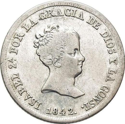 Anverso 2 reales 1842 M CL - valor de la moneda de plata - España, Isabel II