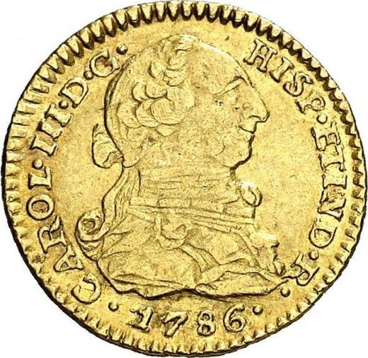 Anverso 1 escudo 1786 NR JJ - valor de la moneda de oro - Colombia, Carlos III
