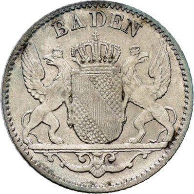 Аверс монеты - 3 крейцера 1847 года - цена серебряной монеты - Баден, Леопольд
