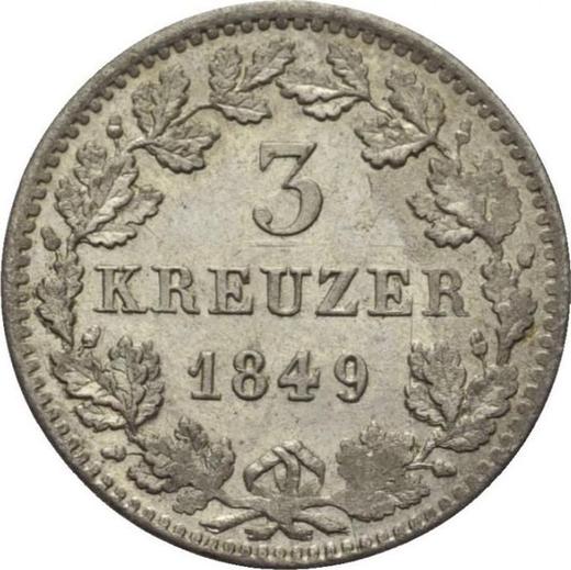 Реверс монеты - 3 крейцера 1849 года - цена серебряной монеты - Бавария, Максимилиан II