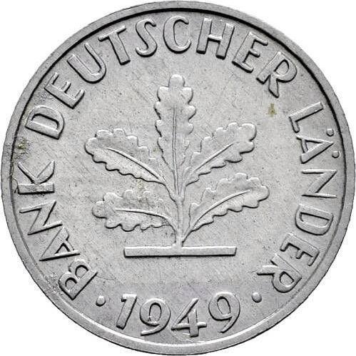 Rewers monety - 10 fenigów 1949 F "Bank deutscher Länder" Cynk - cena  monety - Niemcy, RFN