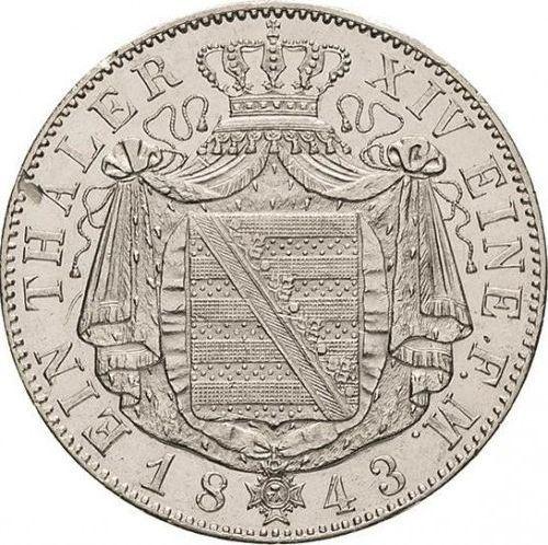 Реверс монеты - Талер 1843 года G - цена серебряной монеты - Саксония-Альбертина, Фридрих Август II