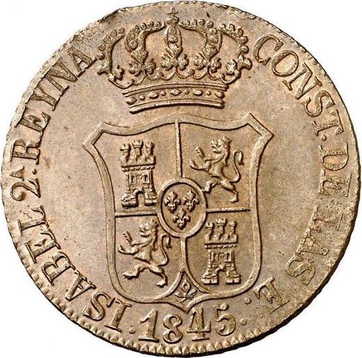 Obverse 6 Cuartos 1845 "Catalonia" -  Coin Value - Spain, Isabella II
