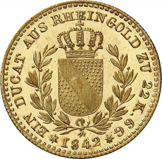 Revers Dukat 1842 - Goldmünze Wert - Baden, Leopold