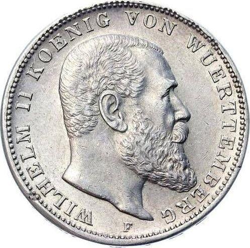 Аверс монеты - 3 марки 1910 года F "Вюртемберг" - цена серебряной монеты - Германия, Германская Империя