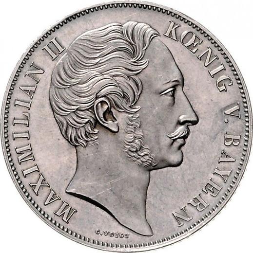 Аверс монеты - 2 гульдена 1850 года - цена серебряной монеты - Бавария, Максимилиан II