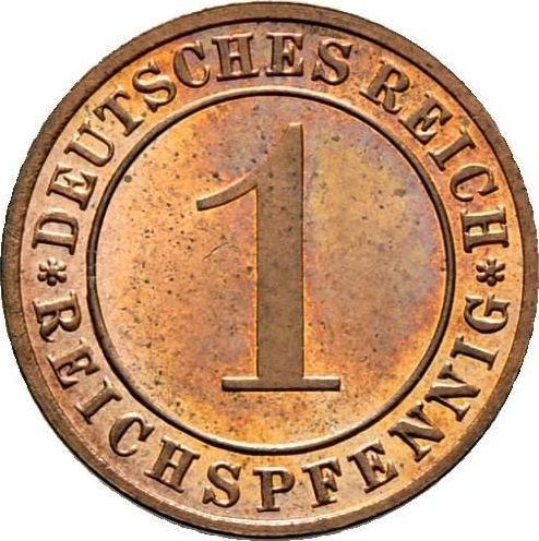 Аверс монеты - 1 рейхспфенниг 1929 года G - цена  монеты - Германия, Bеймарская республика
