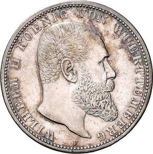 Anverso 5 marcos 1906 F "Würtenberg" - valor de la moneda de plata - Alemania, Imperio alemán