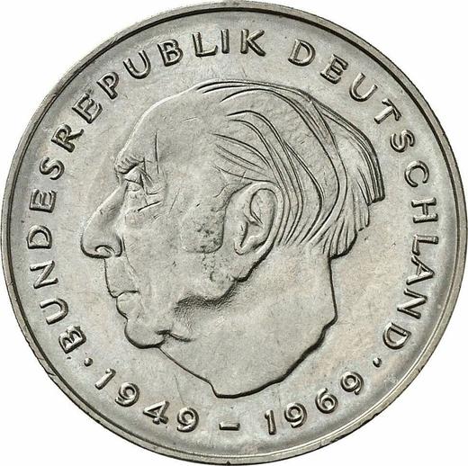 Аверс монеты - 2 марки 1982 года G "Теодор Хойс" - цена  монеты - Германия, ФРГ