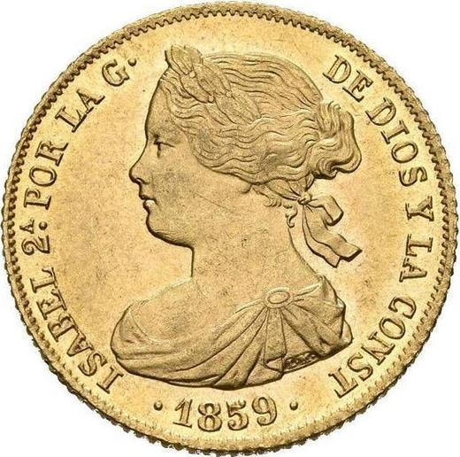Obverse 100 Reales 1859 8-pointed star - Spain, Isabella II