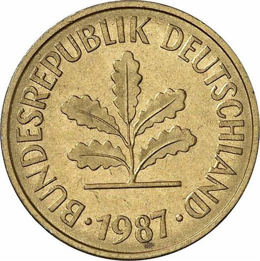 Rewers monety - 5 fenigów 1987 G - cena  monety - Niemcy, RFN