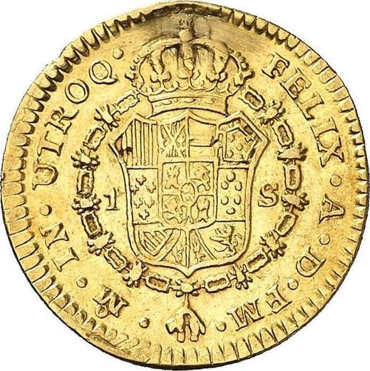 Реверс монеты - 1 эскудо 1776 года Mo FM - цена золотой монеты - Мексика, Карл III