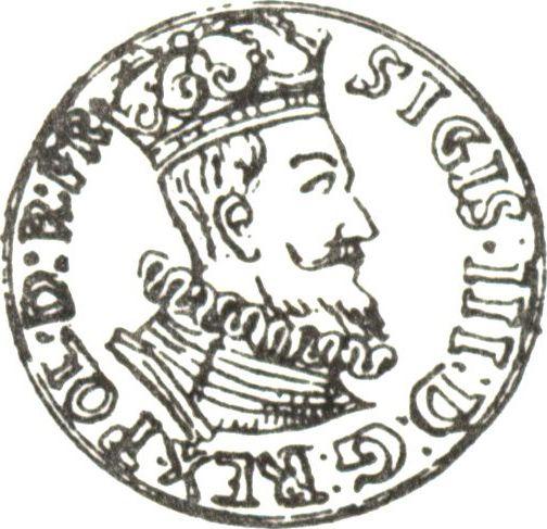 Аверс монеты - 1 грош 1623 года "Гданьск" - цена серебряной монеты - Польша, Сигизмунд III Ваза