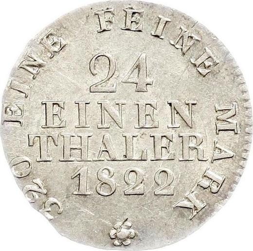 Reverso 1/24 tálero 1822 I.G.S. - valor de la moneda de plata - Sajonia, Federico Augusto I