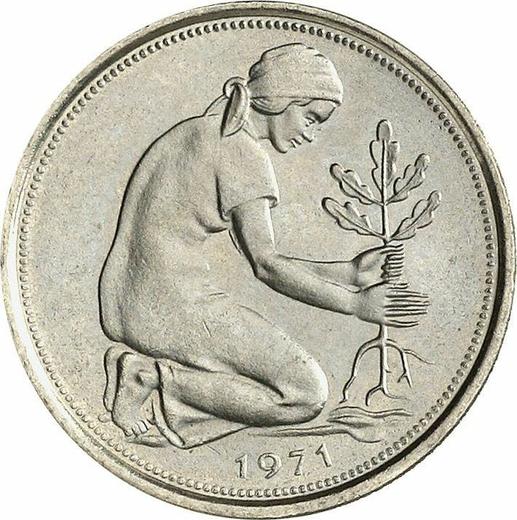 Реверс монеты - 50 пфеннигов 1971 года J - цена  монеты - Германия, ФРГ