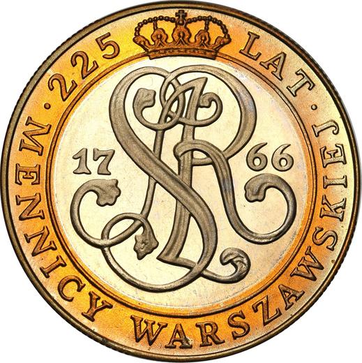 Reverso 20000 eslotis 1991 MW "250 aniversario de la Casa de Moneda de Varsovia" - valor de la moneda  - Polonia, República moderna