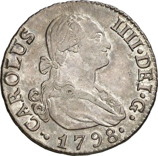 Аверс монеты - 2 реала 1798 года M MF - цена серебряной монеты - Испания, Карл IV