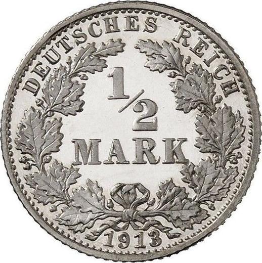 Аверс монеты - 1/2 марки 1913 года G "Тип 1905-1919" - цена серебряной монеты - Германия, Германская Империя