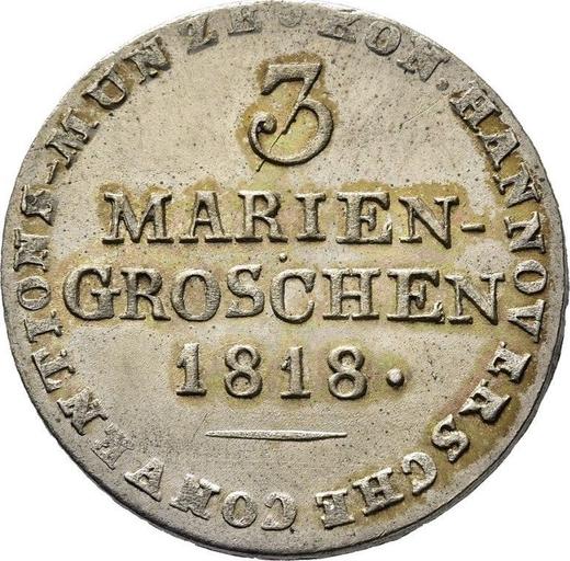 Rewers monety - 3 mariengroschen 1818 C.H.H. - cena srebrnej monety - Hanower, Jerzy III