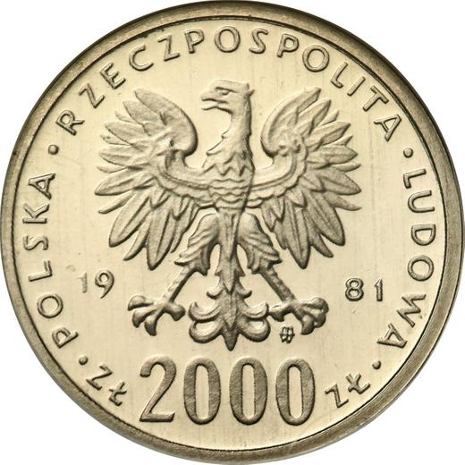 Obverse Pattern 2000 Zlotych 1981 MW "Boleslaw II the Generous" Nickel -  Coin Value - Poland, Peoples Republic