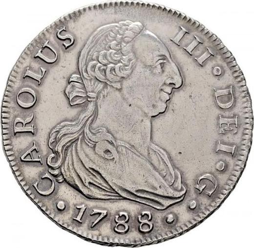 Avers 8 Reales 1788 S C - Silbermünze Wert - Spanien, Karl III