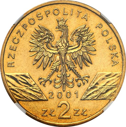 Аверс монеты - 2 злотых 2001 года MW AN "Бабочка Махаон" - цена  монеты - Польша, III Республика после деноминации