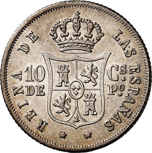 Reverso 10 centavos 1866 - valor de la moneda de plata - Filipinas, Isabel II