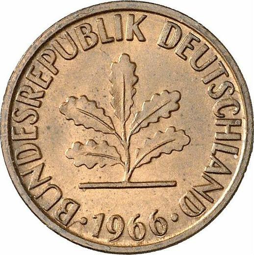 Реверс монеты - 1 пфенниг 1966 года G - цена  монеты - Германия, ФРГ