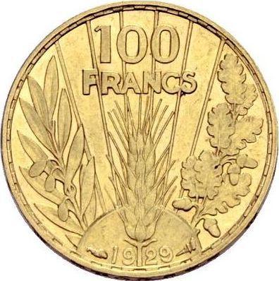 Реверс монеты - 100 франков 1929 года "Тип 1929-1936" Париж - цена золотой монеты - Франция, Третья республика