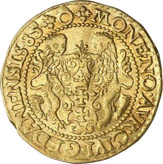 Reverso Ducado 1585 "Gdańsk" - valor de la moneda de oro - Polonia, Esteban I Báthory