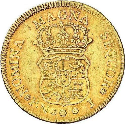 Реверс монеты - 4 эскудо 1759 года PN J - цена золотой монеты - Колумбия, Фердинанд VI