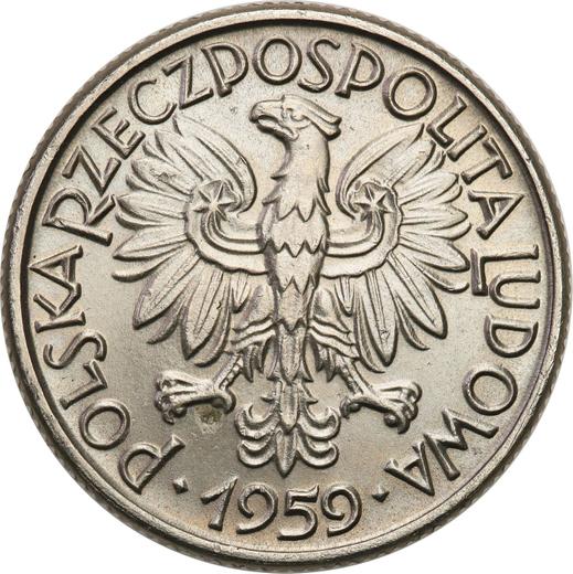 Аверс монеты - Пробные 2 злотых 1959 года WJ "Колосья и фрукты" Никель - цена  монеты - Польша, Народная Республика