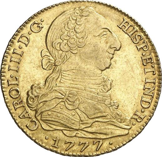 Avers 4 Escudos 1777 M PJ - Goldmünze Wert - Spanien, Karl III