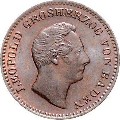 Аверс монеты - 1/2 крейцера 1850 года - цена  монеты - Баден, Леопольд