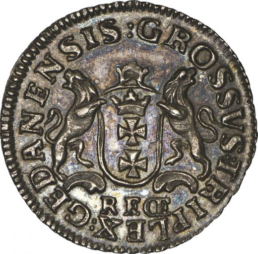 Реверс монеты - Трояк (3 гроша) 1763 года REOE "Гданьский" Чистое серебро - цена серебряной монеты - Польша, Август III