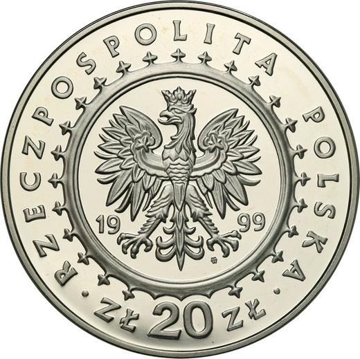 Аверс монеты - 20 злотых 1999 года MW RK "Дворец Потоцких в Радзынь-Подляском" - цена серебряной монеты - Польша, III Республика после деноминации