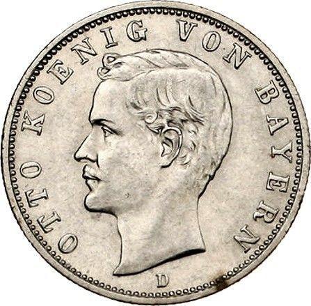 Аверс монеты - 2 марки 1904 года D "Бавария" - цена серебряной монеты - Германия, Германская Империя
