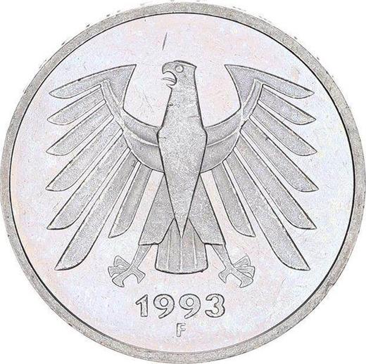 Reverso 5 marcos 1993 F - valor de la moneda  - Alemania, RFA