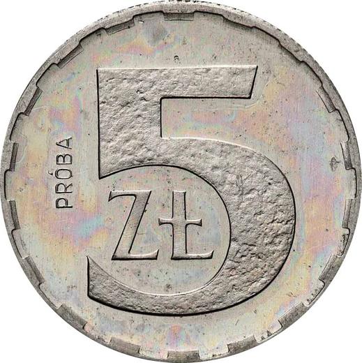 Rewers monety - PRÓBA 5 złotych 1989 MW Aluminium - cena  monety - Polska, PRL