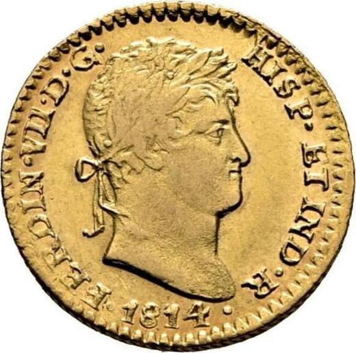 Аверс монеты - 1 эскудо 1814 года Mo HJ - цена золотой монеты - Мексика, Фердинанд VII