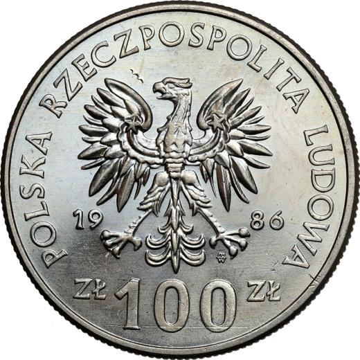 Anverso Pruebas 100 eslotis 1986 MW SW "Vladislao I de Polonia" Cuproníquel - valor de la moneda  - Polonia, República Popular