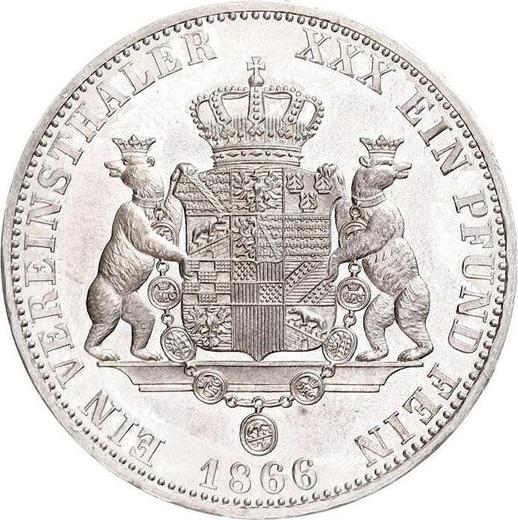 Реверс монеты - Талер 1866 года A - цена серебряной монеты - Ангальт-Дессау, Леопольд Фридрих