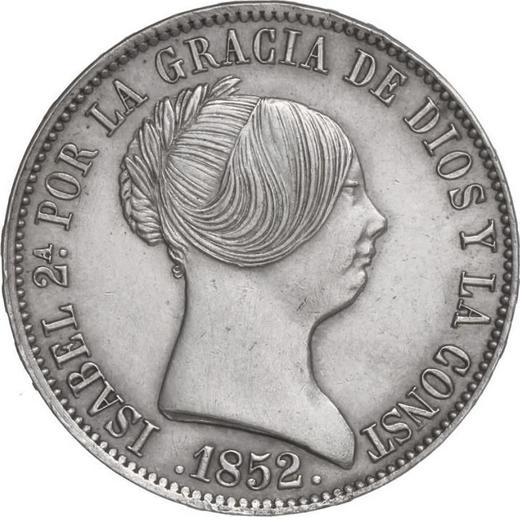 Аверс монеты - 10 реалов 1852 года Шестиконечные звёзды - цена серебряной монеты - Испания, Изабелла II