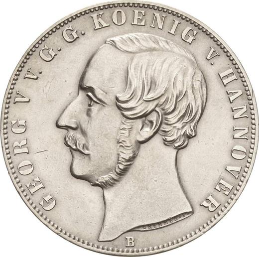 Anverso 2 táleros 1862 B - valor de la moneda de plata - Hannover, Jorge V